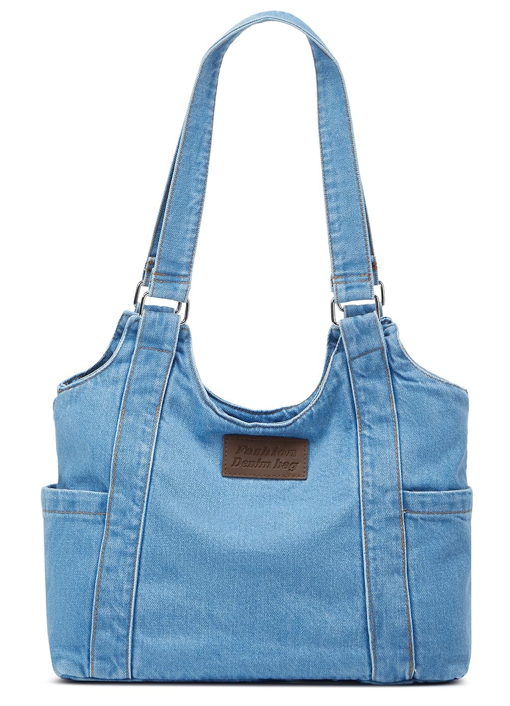 Large Denim Tote Bag for Women, Soft Jean Handbag, Stylish Shoulder Purse