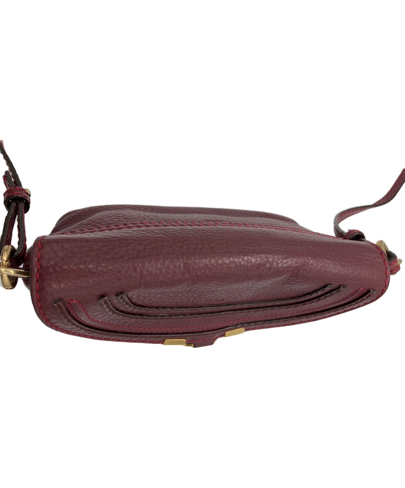 CHLOE Shoulder Bag Marcie Wine Red Leather Crossbody Authentic From Japan
