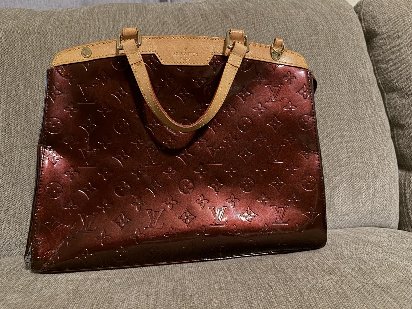 Louis Vuitton Brea MM Amarante Leather Monogram Vernis Bag