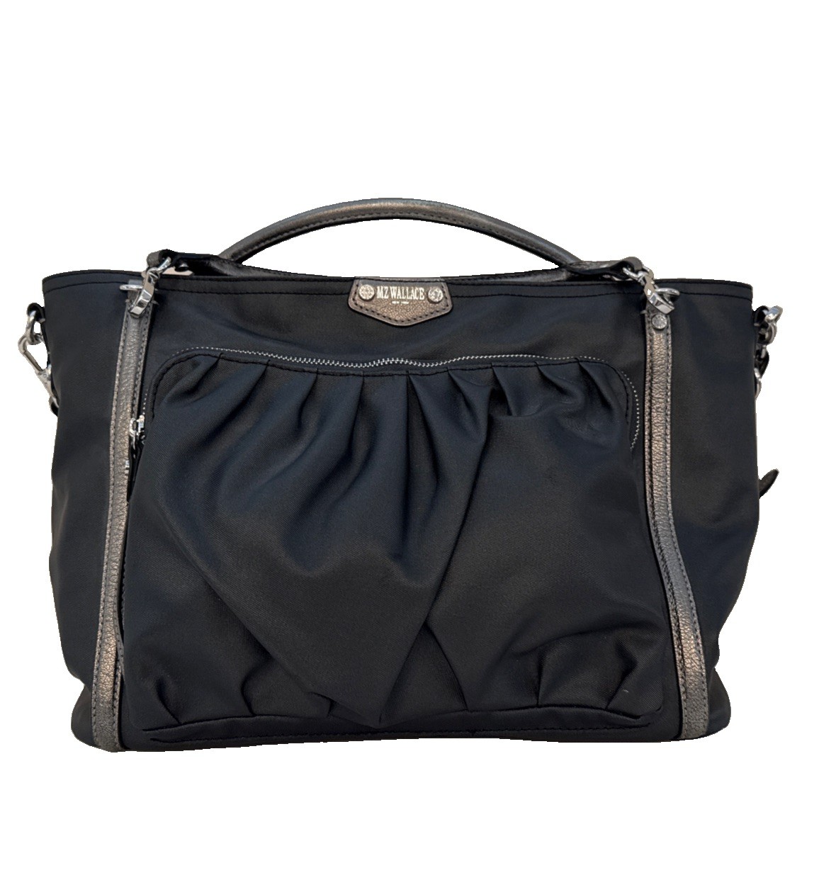 MZ Wallace LARGE Nikki Slate Graphite Luster Bedford 3 in 1 Bag & Cosmetic Case