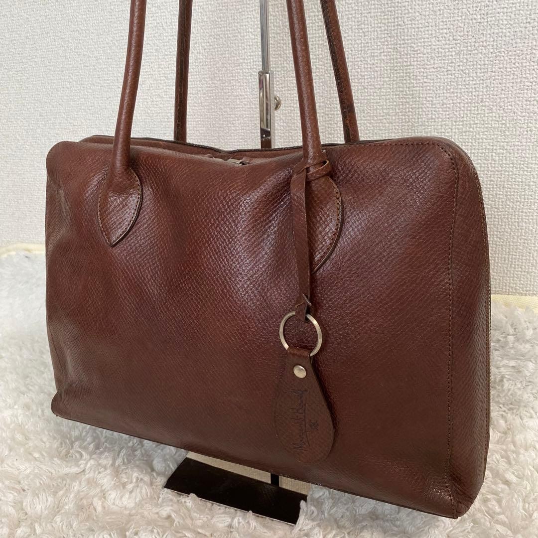 Margaret Howell Leather Tote Bag Charm Brown Old Double Zip Used