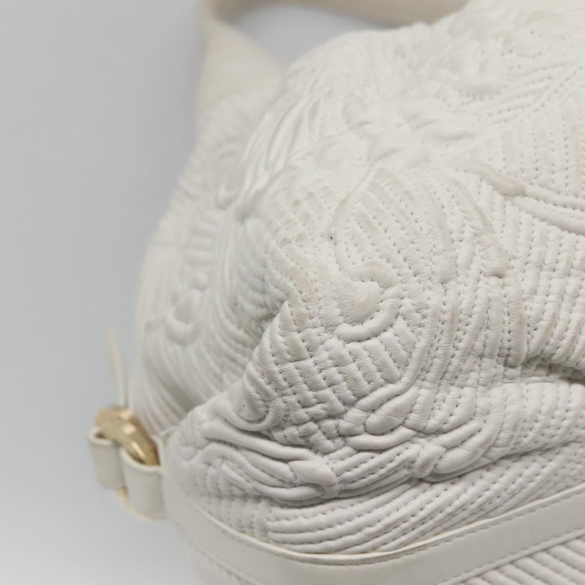 BVLGARI Chandra Shoulder Bag Leather White Gold Auth 140646