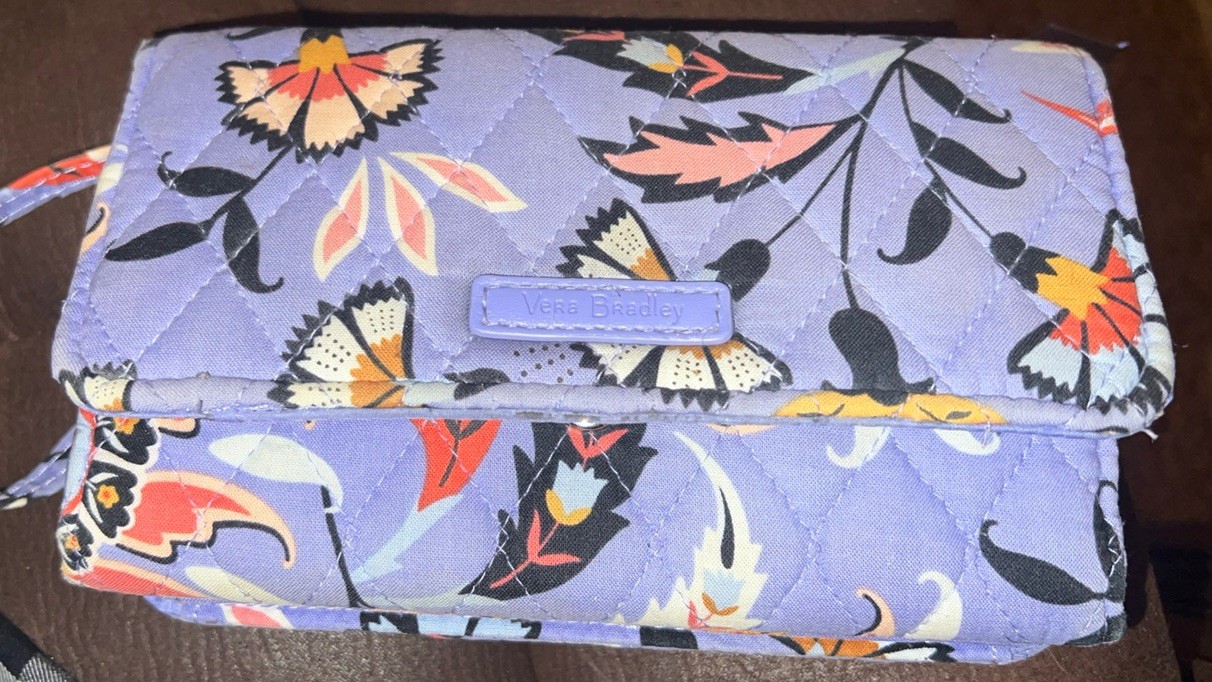 VERA BRADLEY Wristlet Wallet in Mural Garden Lavender Multi Floral RFID