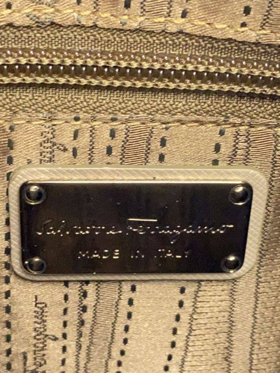 Salvatore Ferragamo Gancini Shoulder Hobo Bag Beige Used Women Silver Hardware