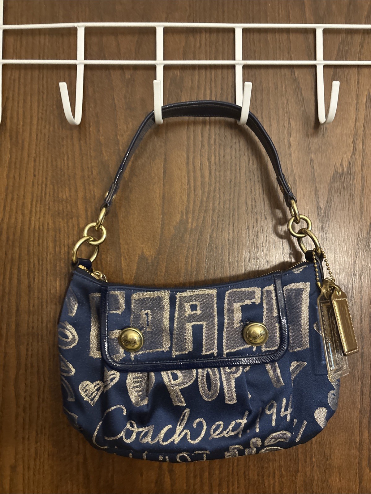 COACH POPPY Storypatch Denim Blue Shoulder Crossbody 15302