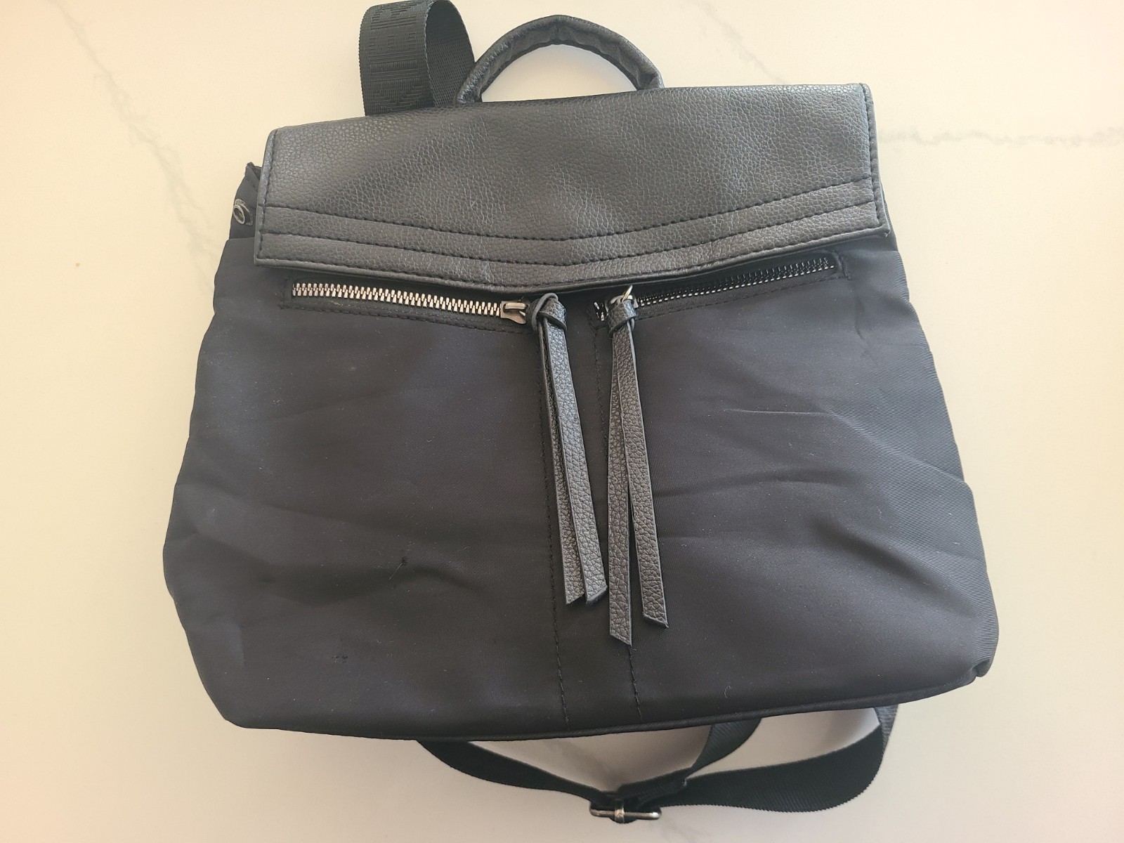 Botkier New York Trigger Mini Adjustable Backpack Nylon Black Zip and Magnetic