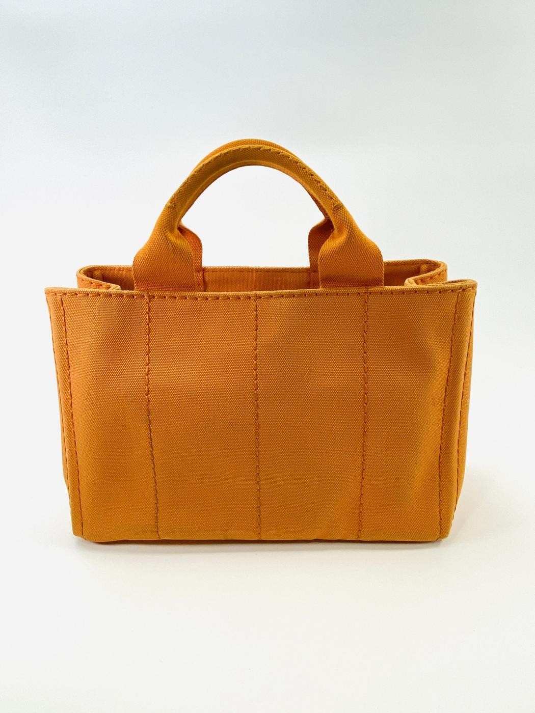 Prada CANAPA Canvas Tote Bag Orange W27.5cm H19cm D14.5cm