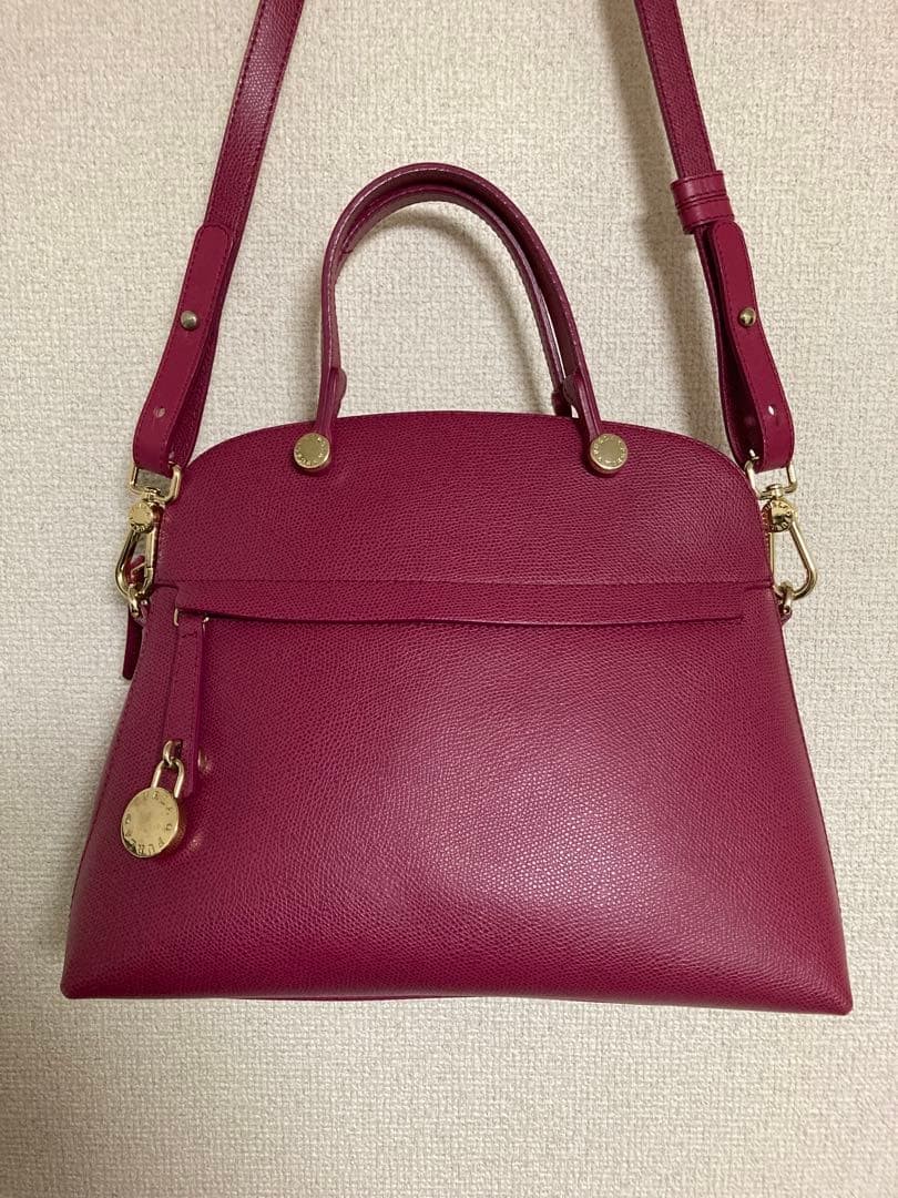 FURLA Hyper M Bag Pink Leather Crossbody Authentic Pre-Owned Excellent Conditio