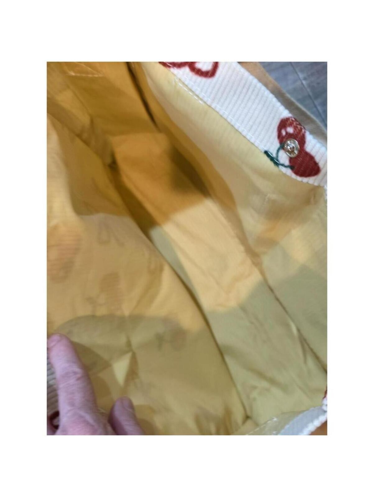 Cream Tote Bag with Red Cherry & Bow Print