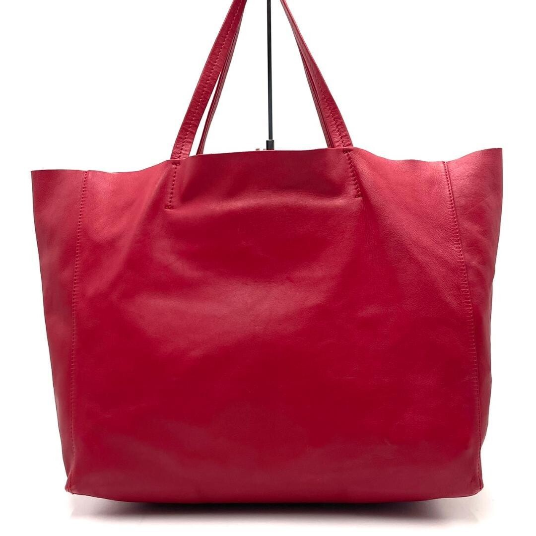 Celine Horizontal Cabas Tote Hand Bag Phoebe Red Leather Shoulder Bag
