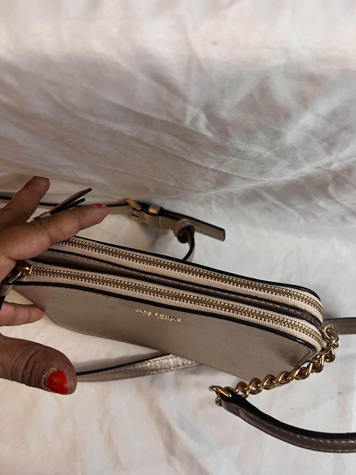 Kate Spade USED Gold Shimmer Crossbody Small Purse – Good Condition