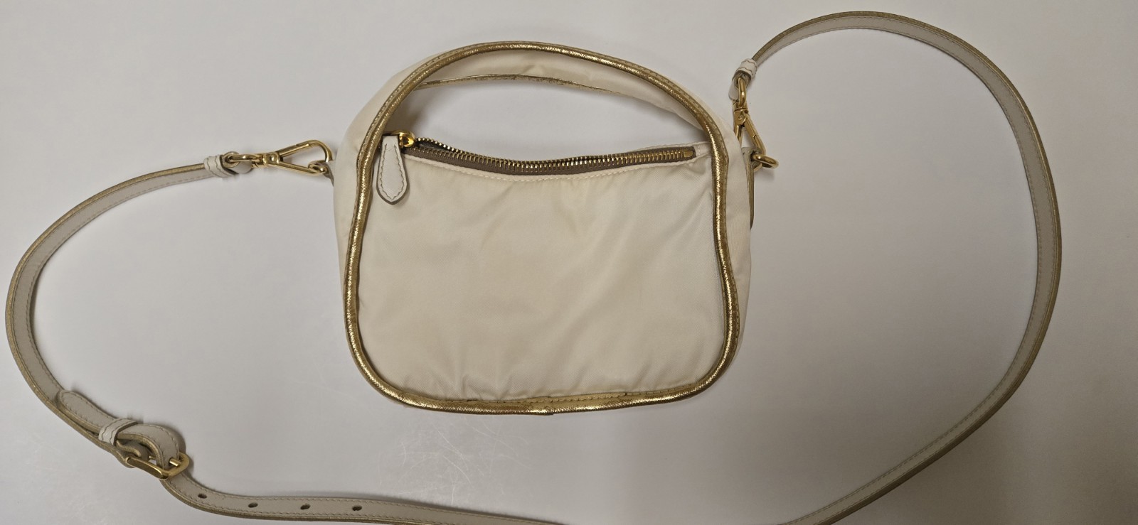 PRADA Mini Oro Tessuto Nylon Gold Y2K Crossbody Bag – Used but Good condition