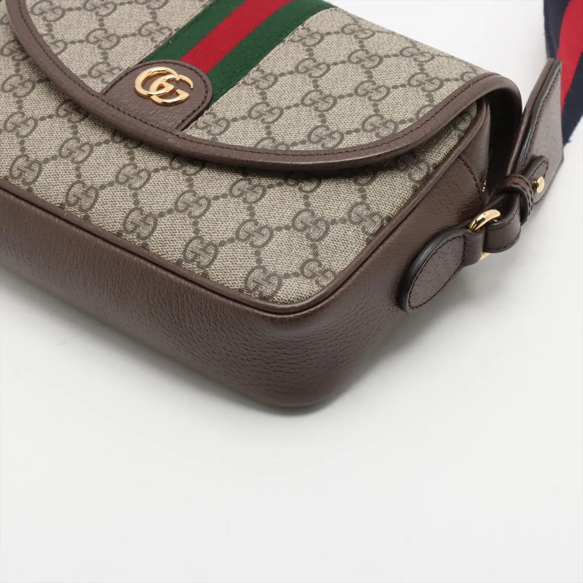 Gucci GG Supreme Ophidia PVCx leather 2 Way Shoulder Bag Beige x brown 722117