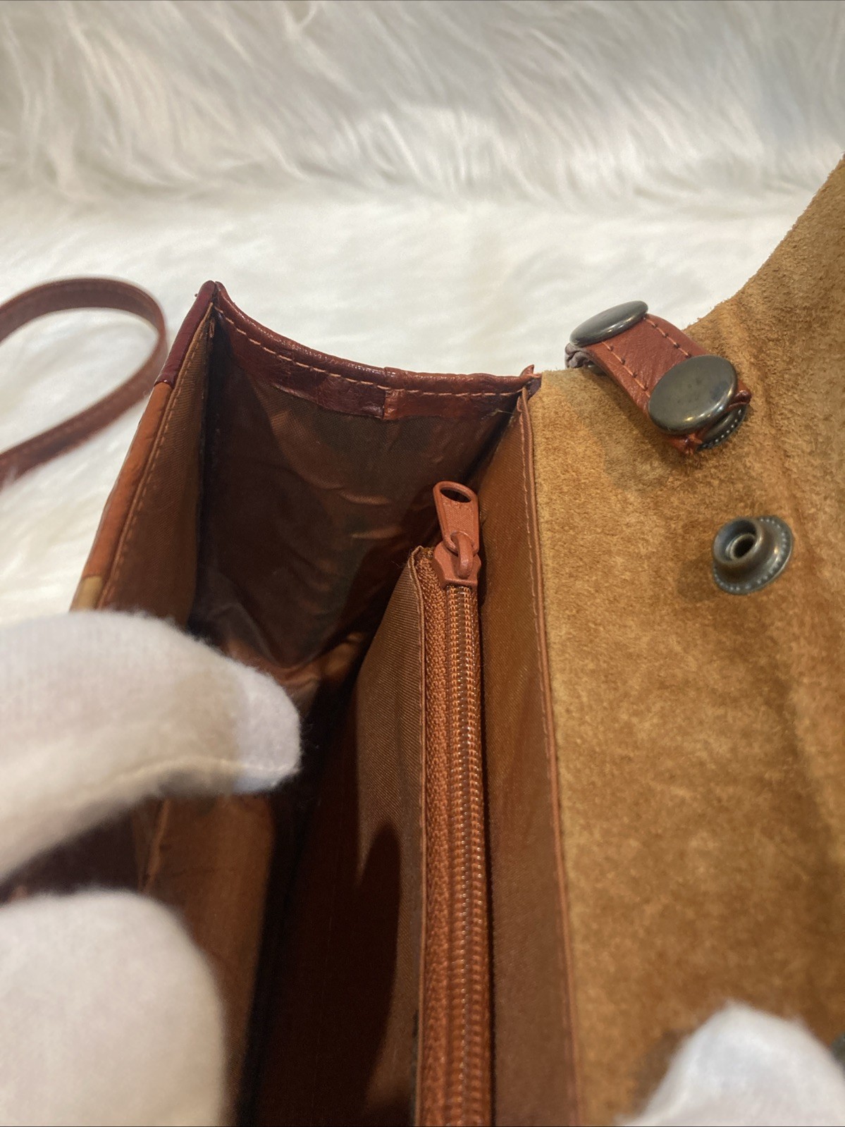 Vintage Genuine Eel Skin Leather Mini Shoulder Bag Warm Tone 17cm