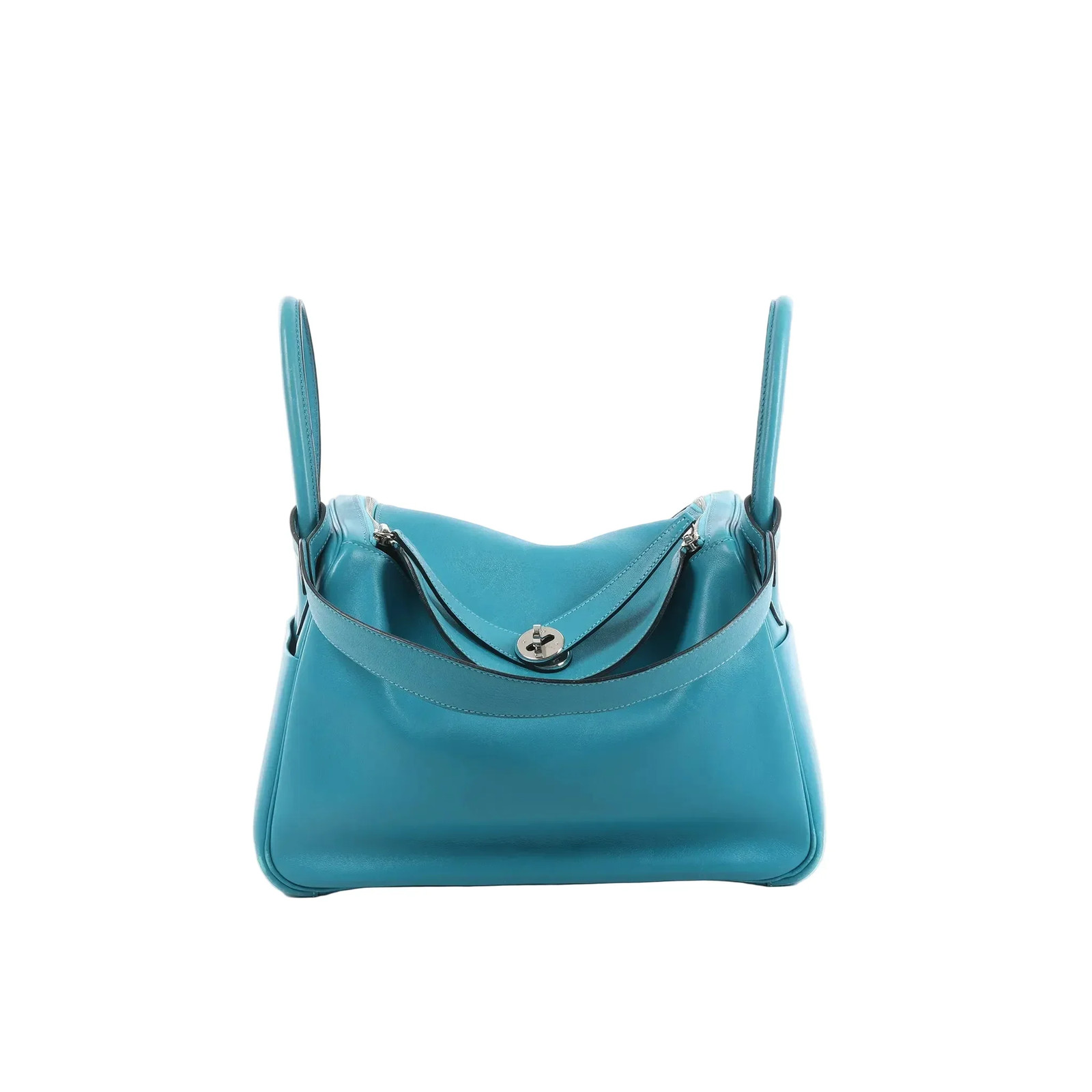 Hermes Lindy 30 Veau Swift 2Way Handbag in Turquoise □K: 2007