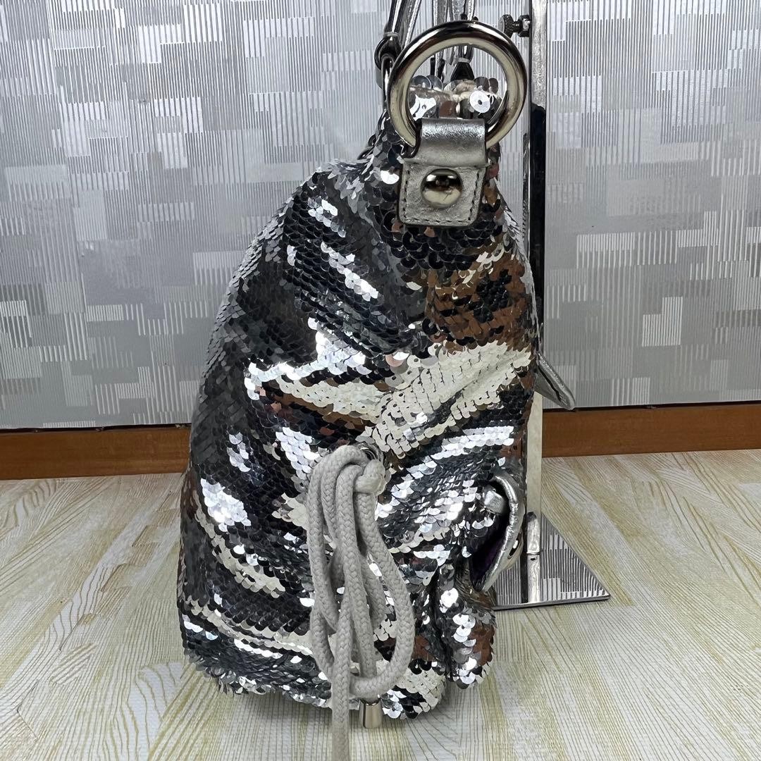Coach Silver Sequin Poppy 2Way Handbag Metallic Tote Crossbody Authentic
