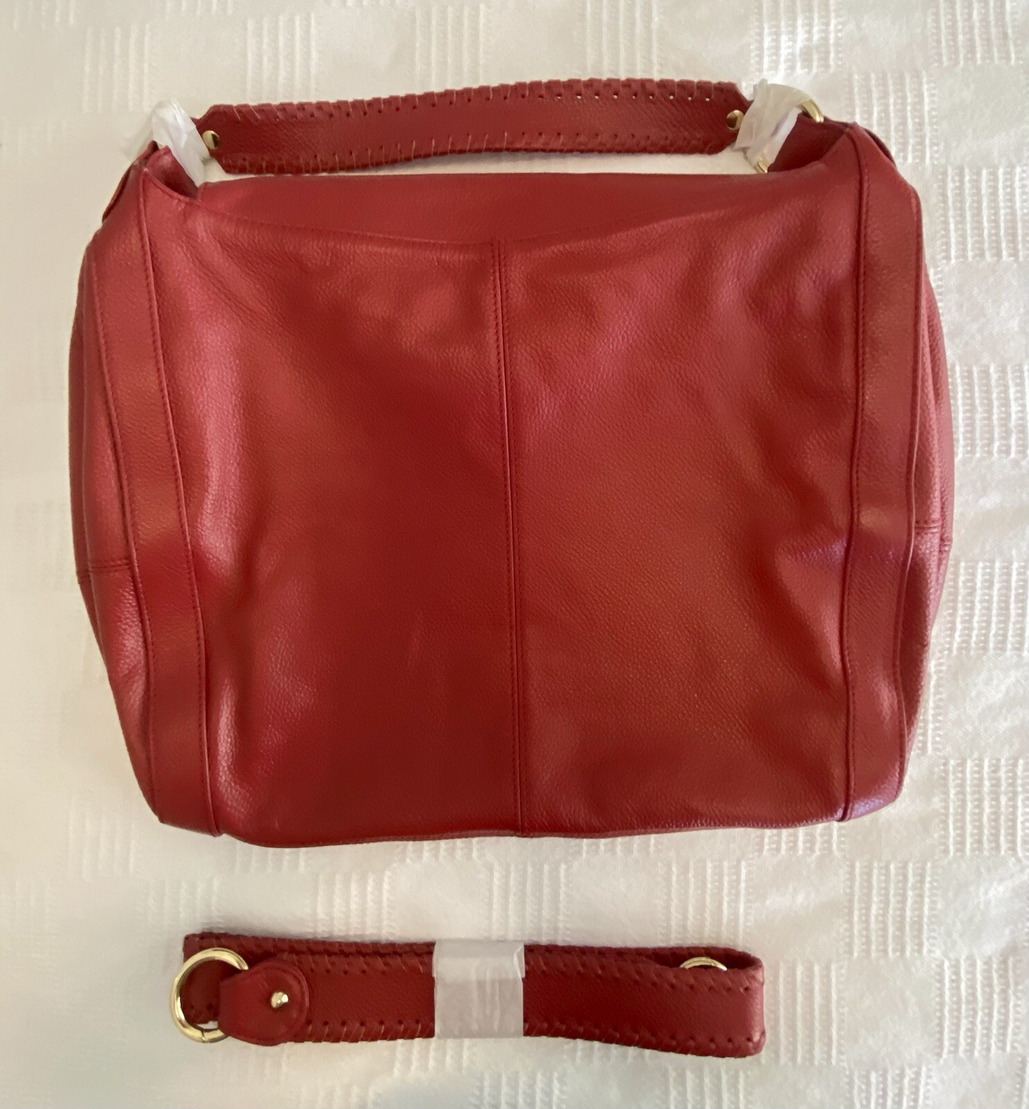 NWT Onna Ehrlich Red Pebbled Leather RACHEL SHOULDER BAG.
