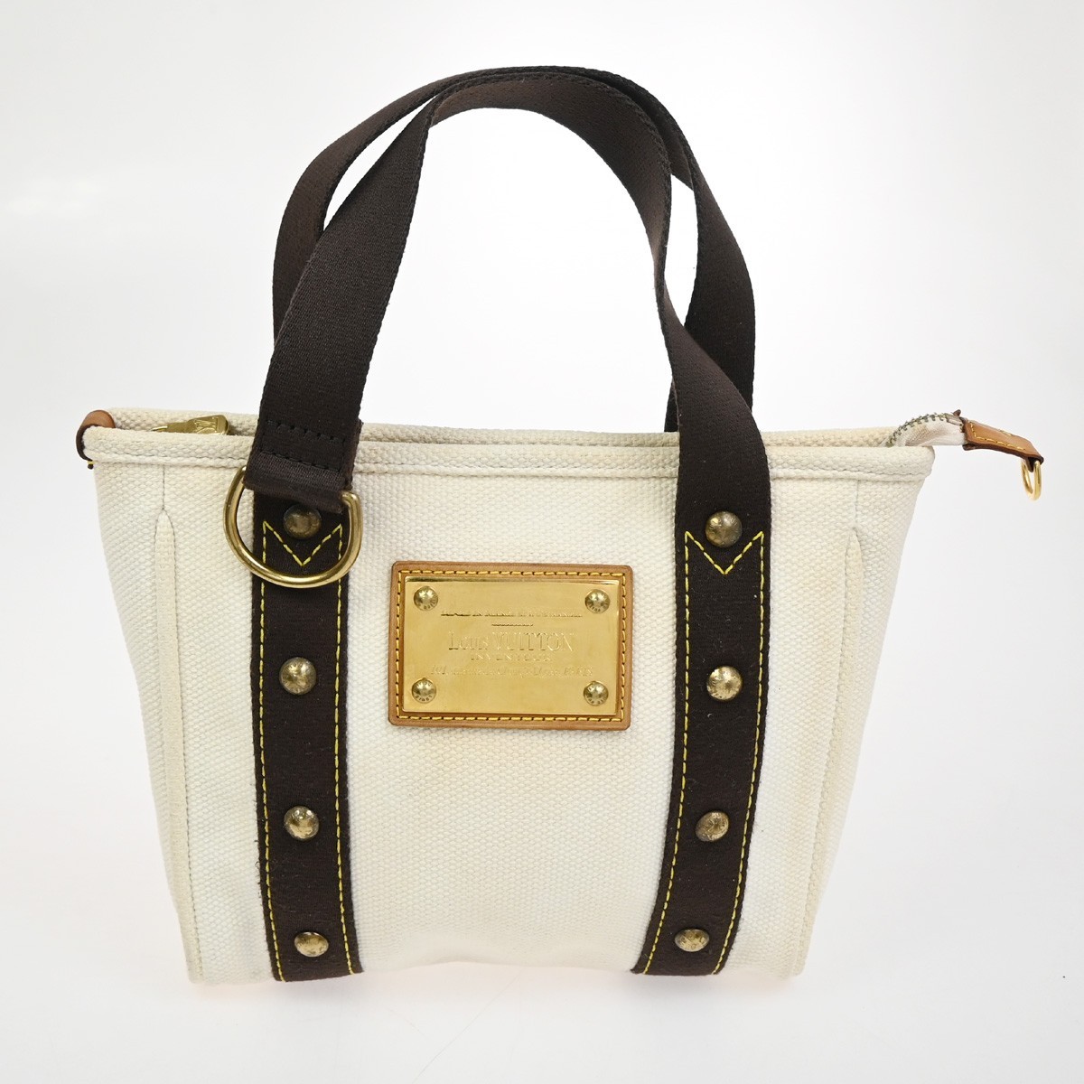 LOUIS VUITTON Cabas PM Hand Bag Antigua Canvas Leather White M40039 39TA578
