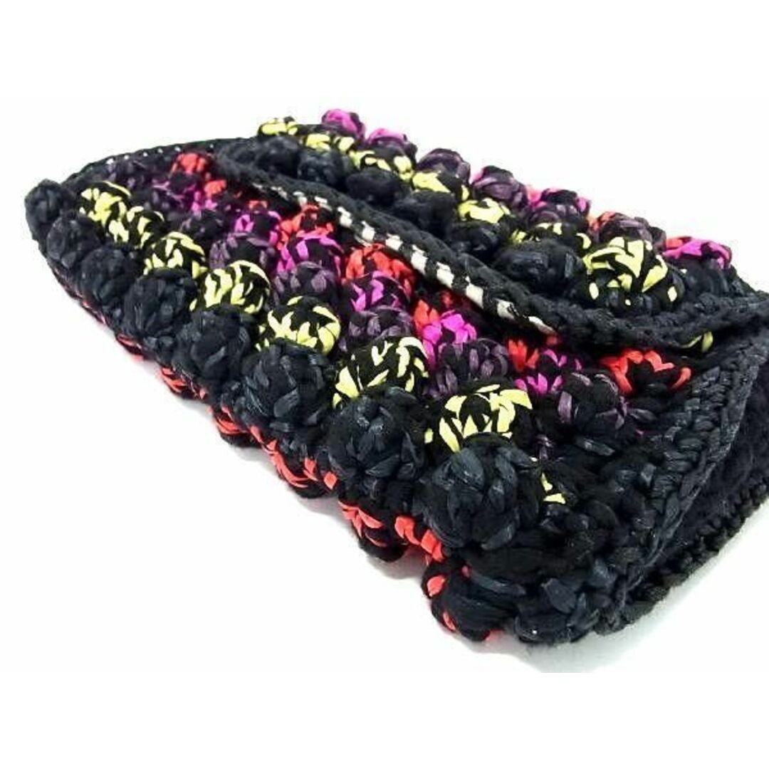 MISSONI Cotton Rayon Polyester Shoulder Bag Multicolor Black Women Authentic JP