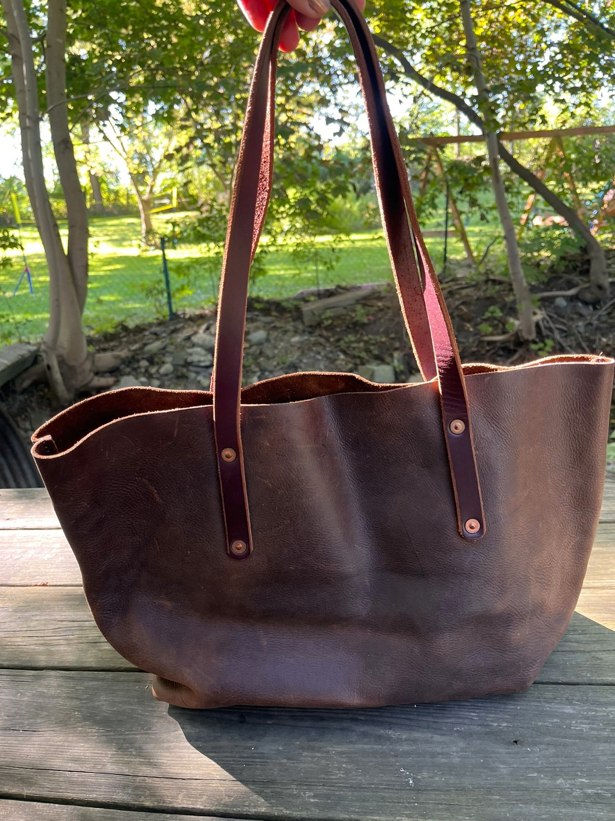 GFG Go Forth Goods Large Avery Mocha Tote Full-Grain Leather