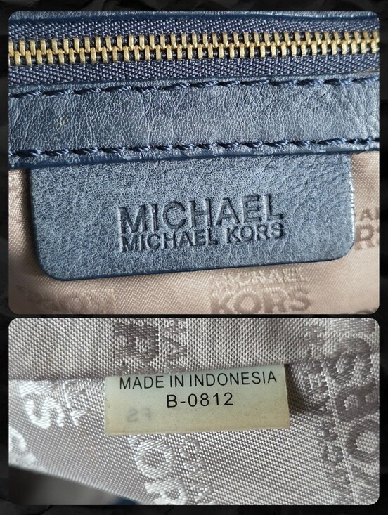 Michael Kors Braided Handle Hobo Bag Slate Blue Navy Pebbled Leather Tassel