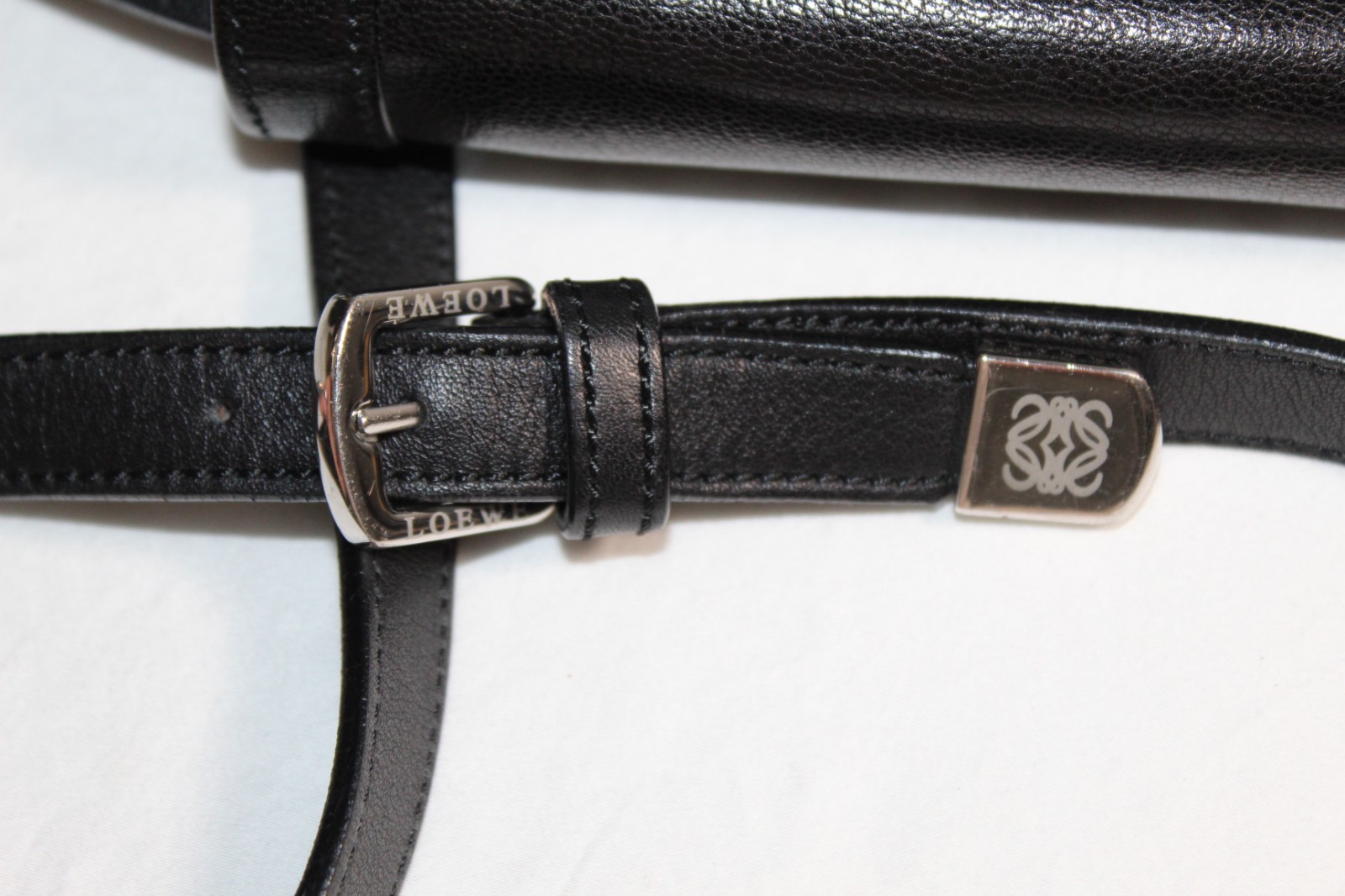 Loewe Anagram Studs Logo Small Shoulder Bag Crossbody Handbag Black Leather