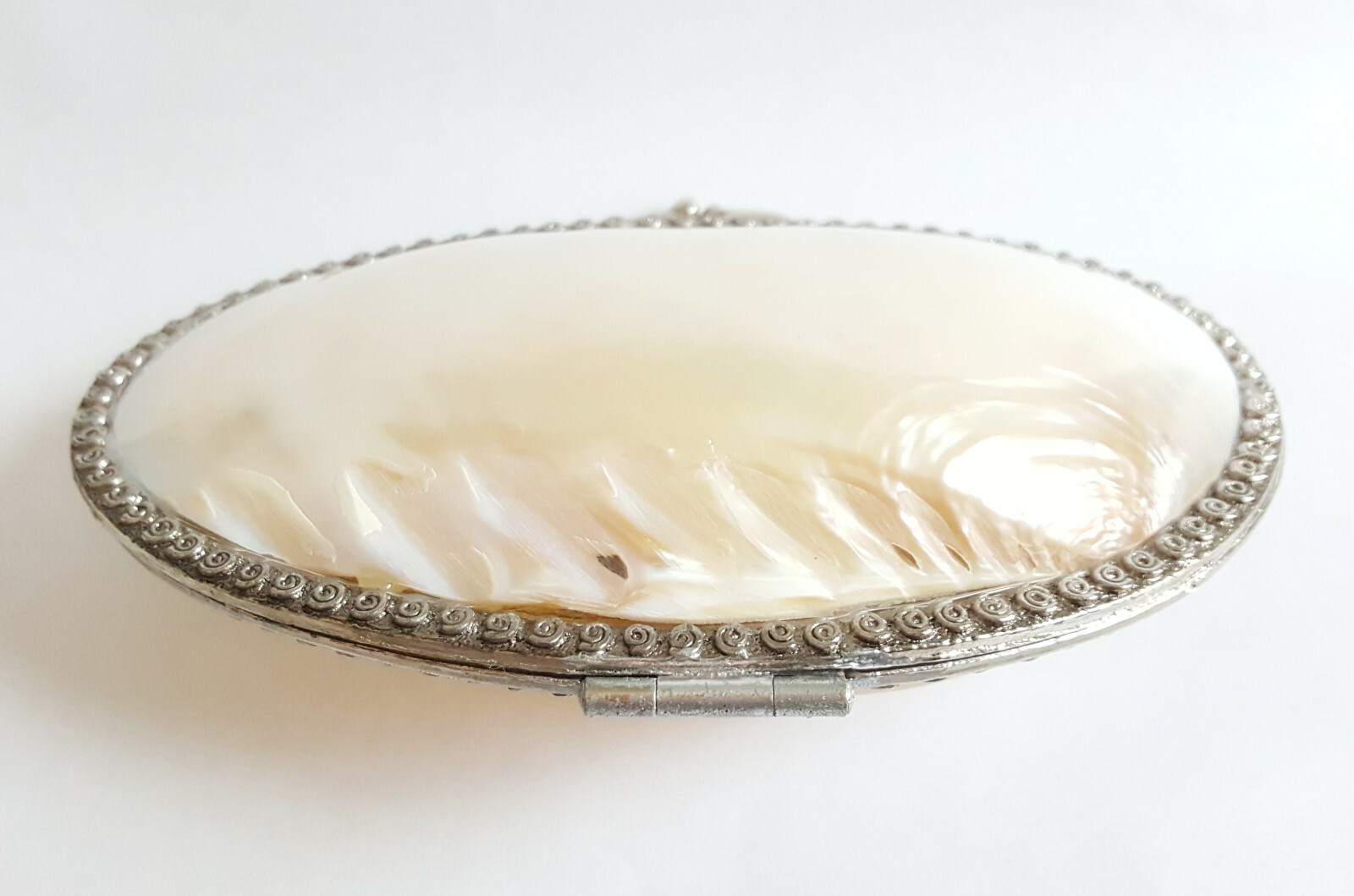 5″ Shell Mother Of Pearl Clutch Bag Purse Dinner Party White Small Lady Vtg Gift