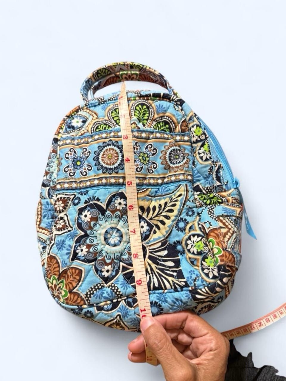 Vera Bradley Blue Multicolor Floral Mini Backpack, Zip, Top Handle, Strap