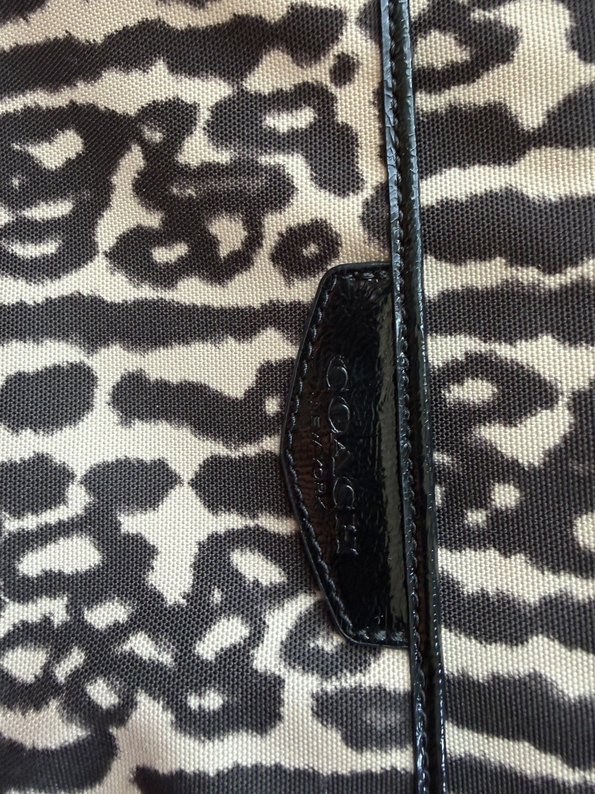 Coach Black/Beige SIS Leopard Print Nylon Crossbody Purse F31686