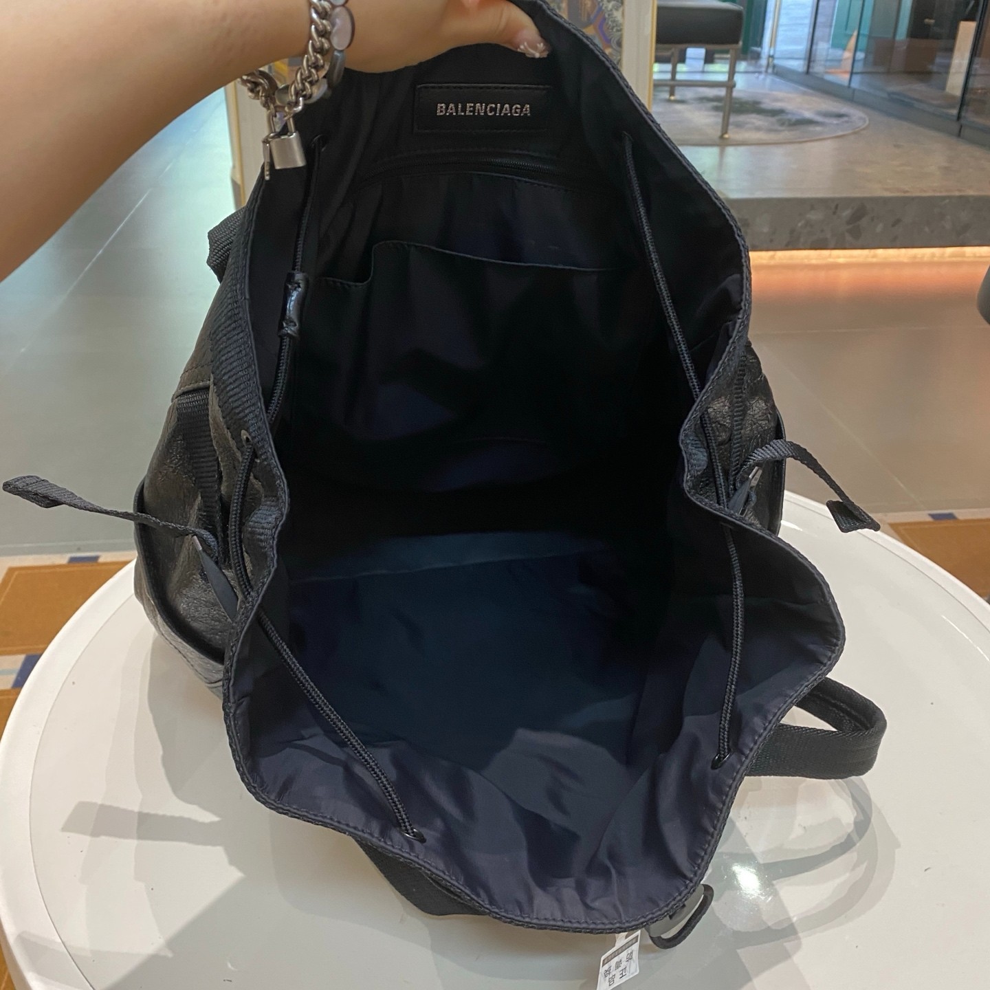 Preloved Balenciaga Army Drawstring Large Cargo Tote Bag Black Distressed Waxed
