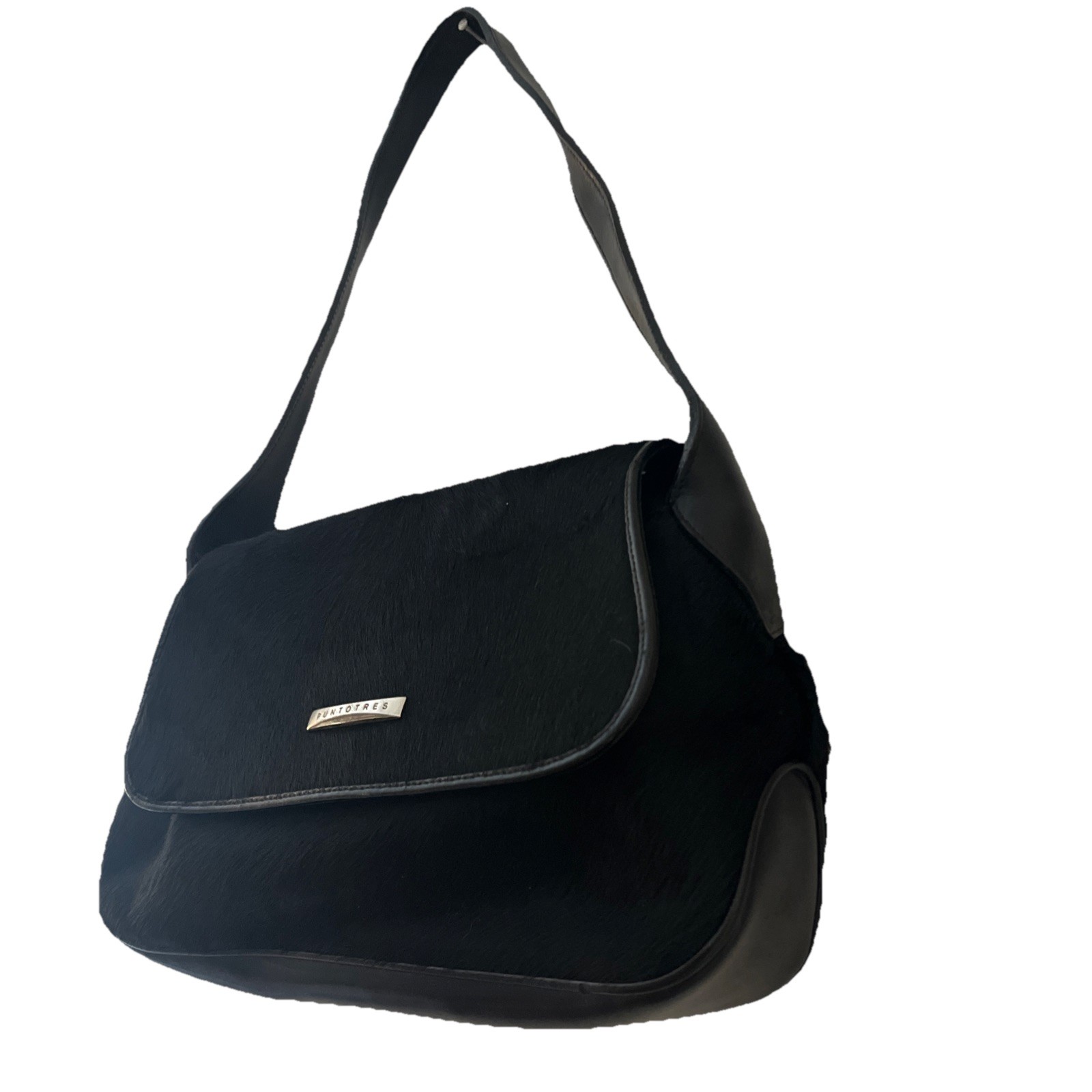 Puntotres Y2K Calf Hair Designer Shoulder Bag Leather Purse Spain