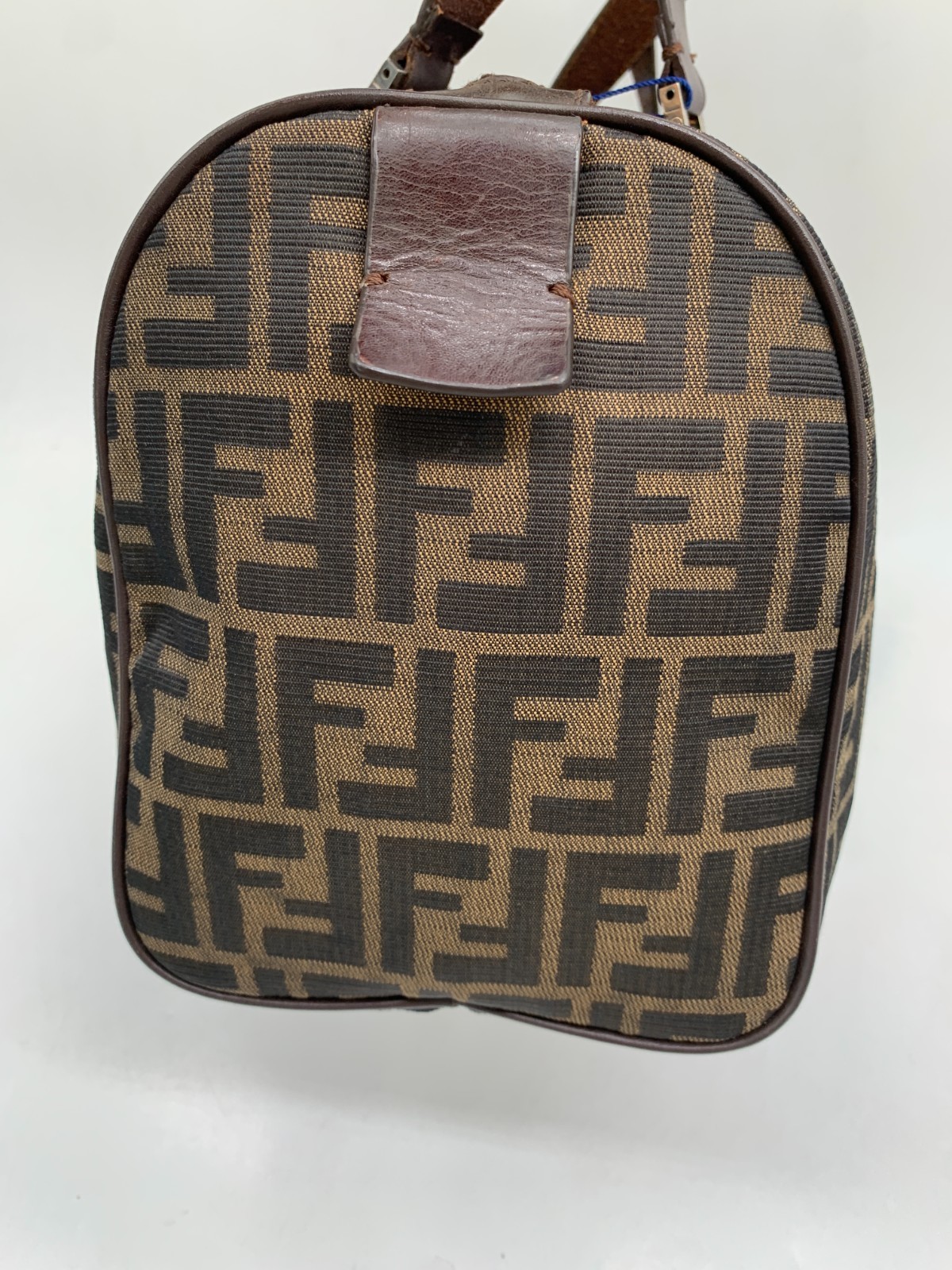 Authentic Fendi FF Zucca Canvas Boston Hand Bag/WJ04228444/8444/Repaired