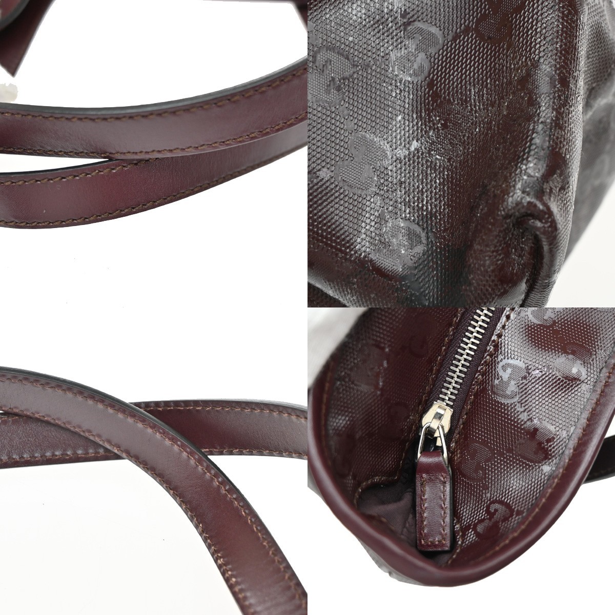 GUCCI Logo Imprime GG Pattern Tote Bag PVC Leather Red Italy SHW 67KD760