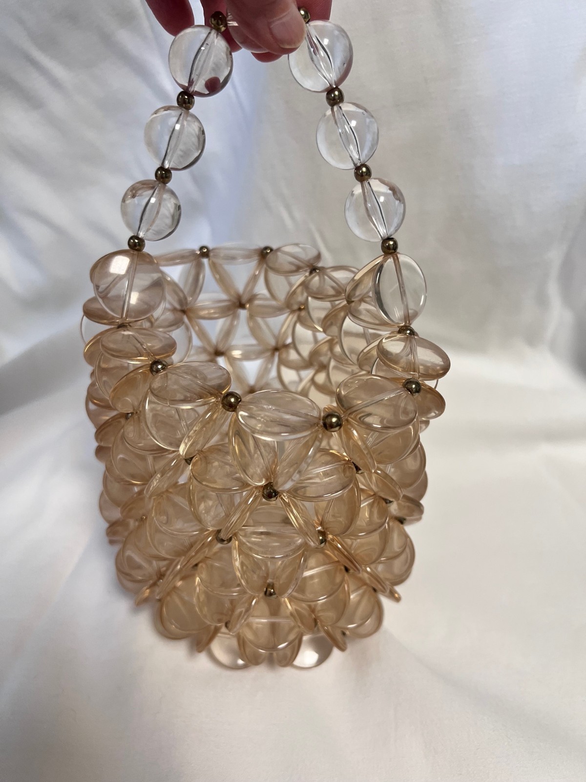Vanina Icaria Clear Acrylic Beaded Handbag Bucket