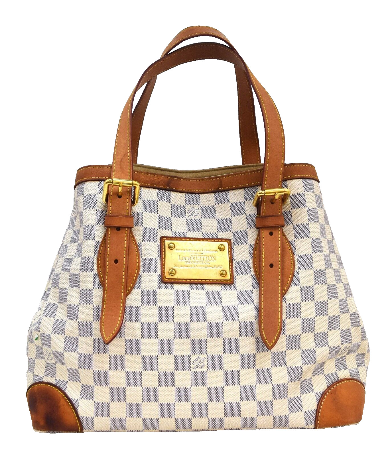 Auth Louis Vuitton Hampstead MM Tote Bag Azur Canvas N51206 LV 51205