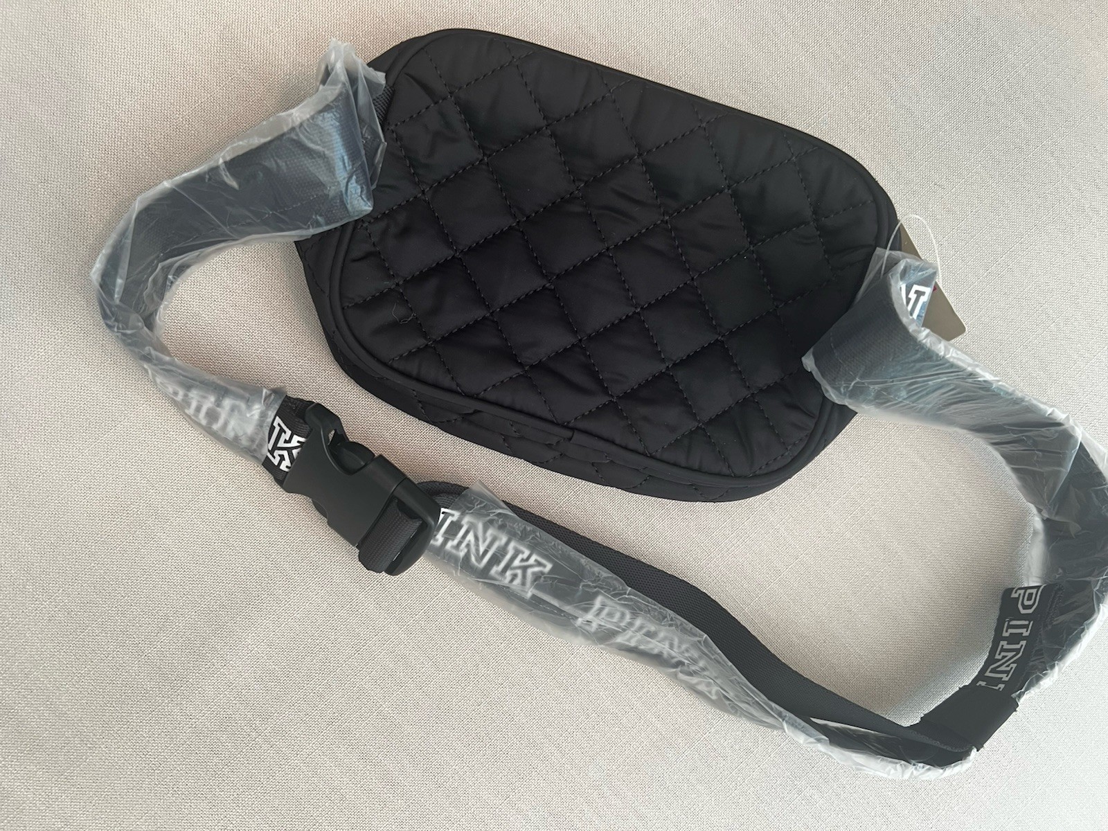 Victoria Secret Pink Adjustable Belt Bum Hip Bag Fanny Pack Quilted Black