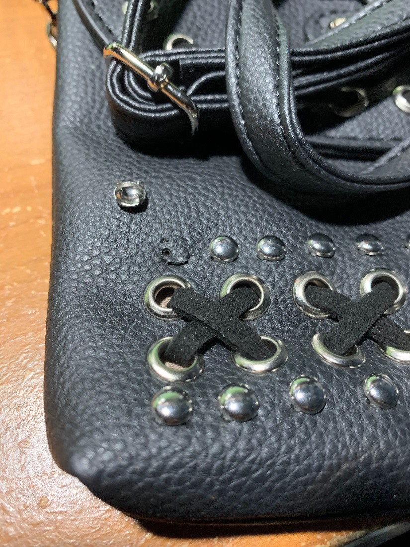 Scratch & Dent Studded and Stitched Rhinestone Skull Crossbody Purse Small