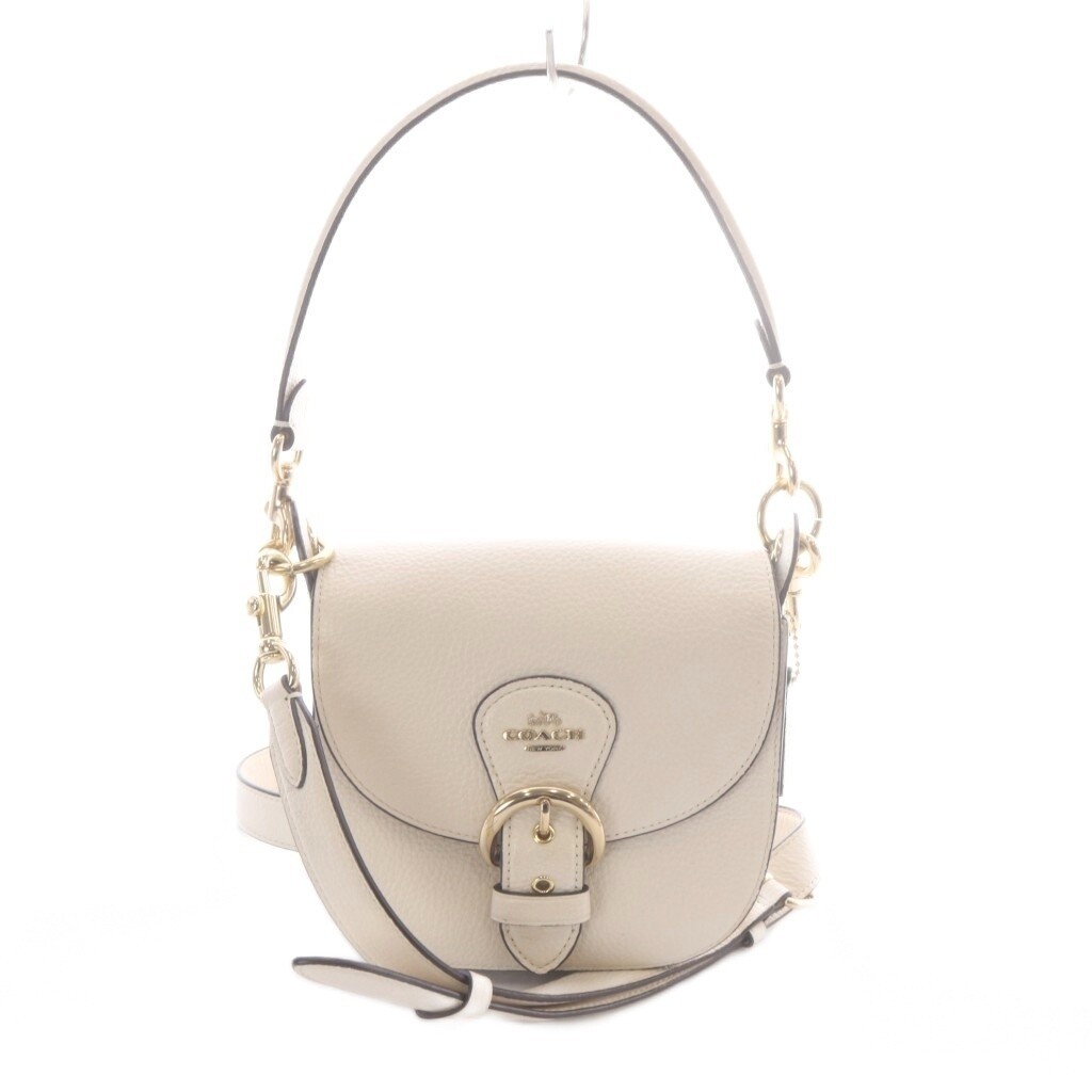 COACH Shoulder bag 2WAY Leather Beige C5685 Authentic From Japan