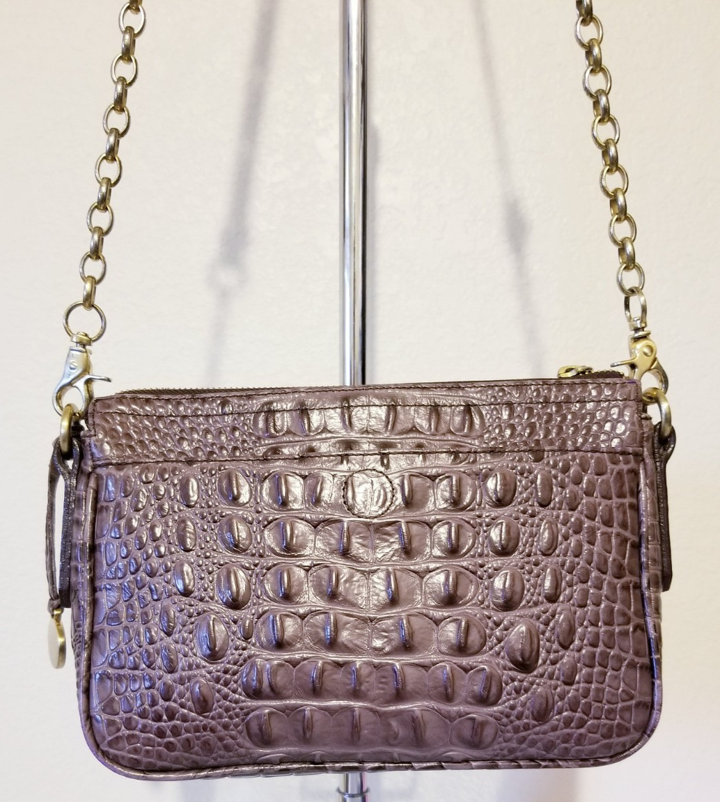 BRAHMIN MOLLY mauve MELBOURNE Genuine LEATHER CROSSBODY BAG HANDBAG Chain strap
