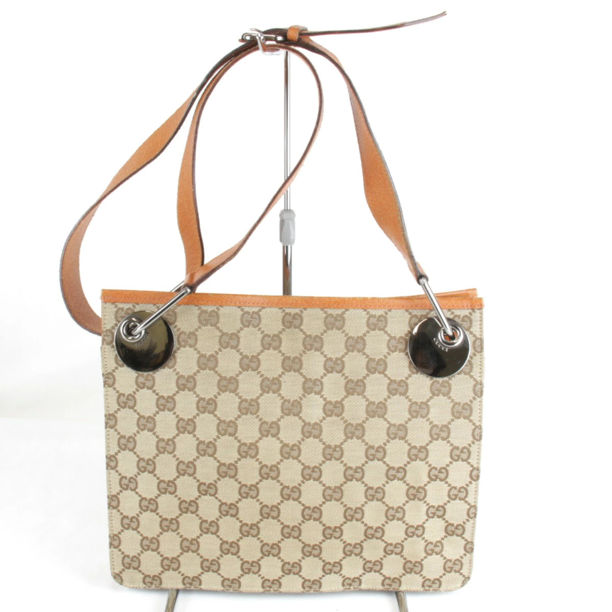 Gucci GG Canvas Shoulder Bag Orange W27.5cm H23cm D7cm 115cm Strap