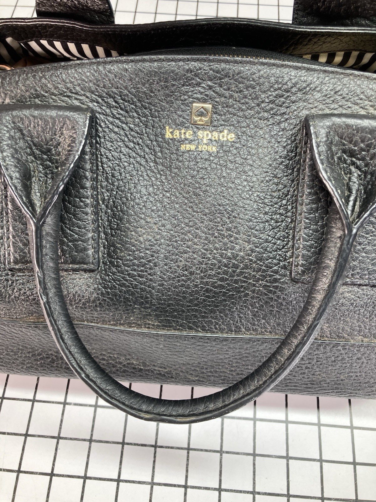 KATE SPADE Black Pebble Leather Bag Satchel Shoulder Strap Missing 14”