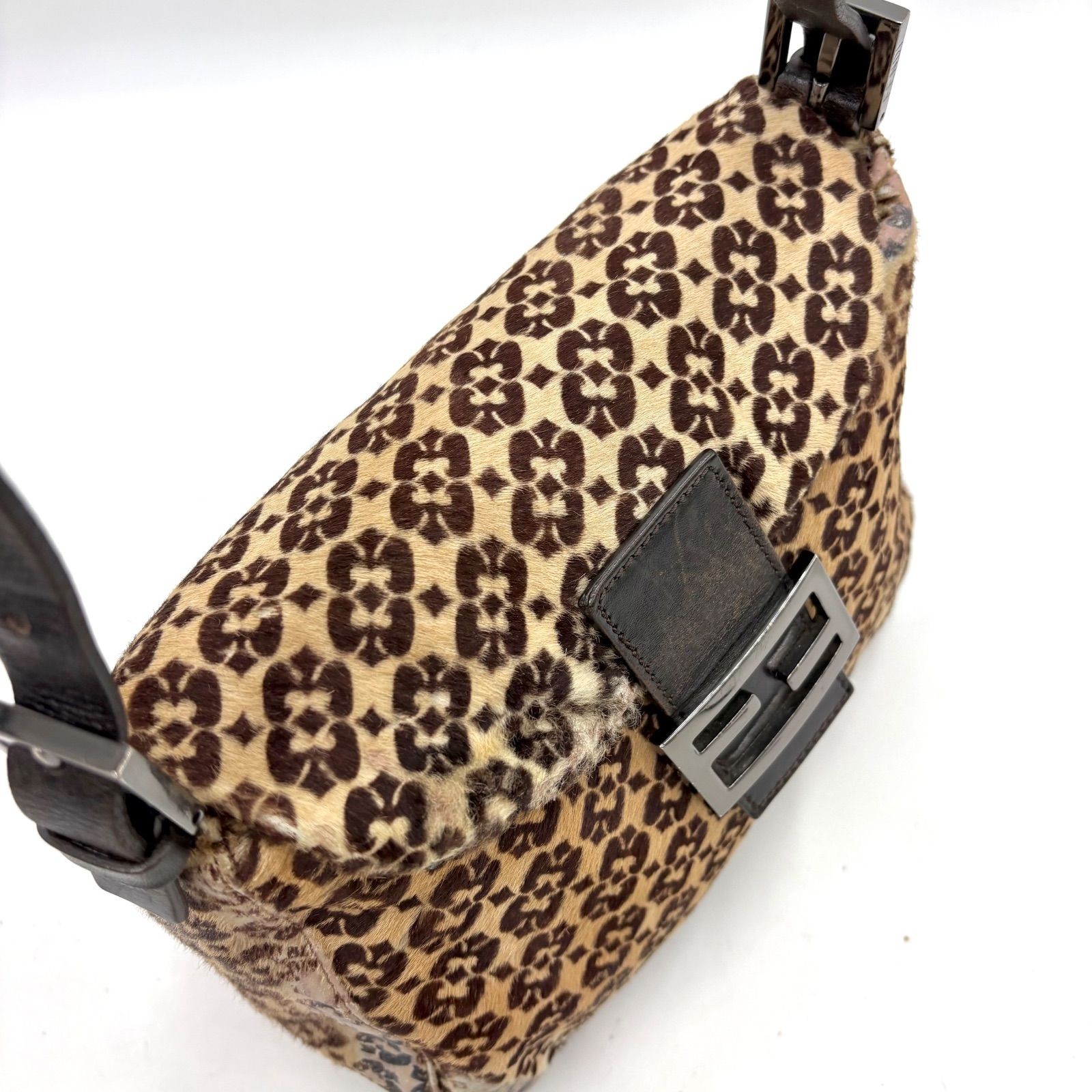 Auth FENDI Mamma Bucket Pony Hair Shoulder Bag 8BR400 2Y9657