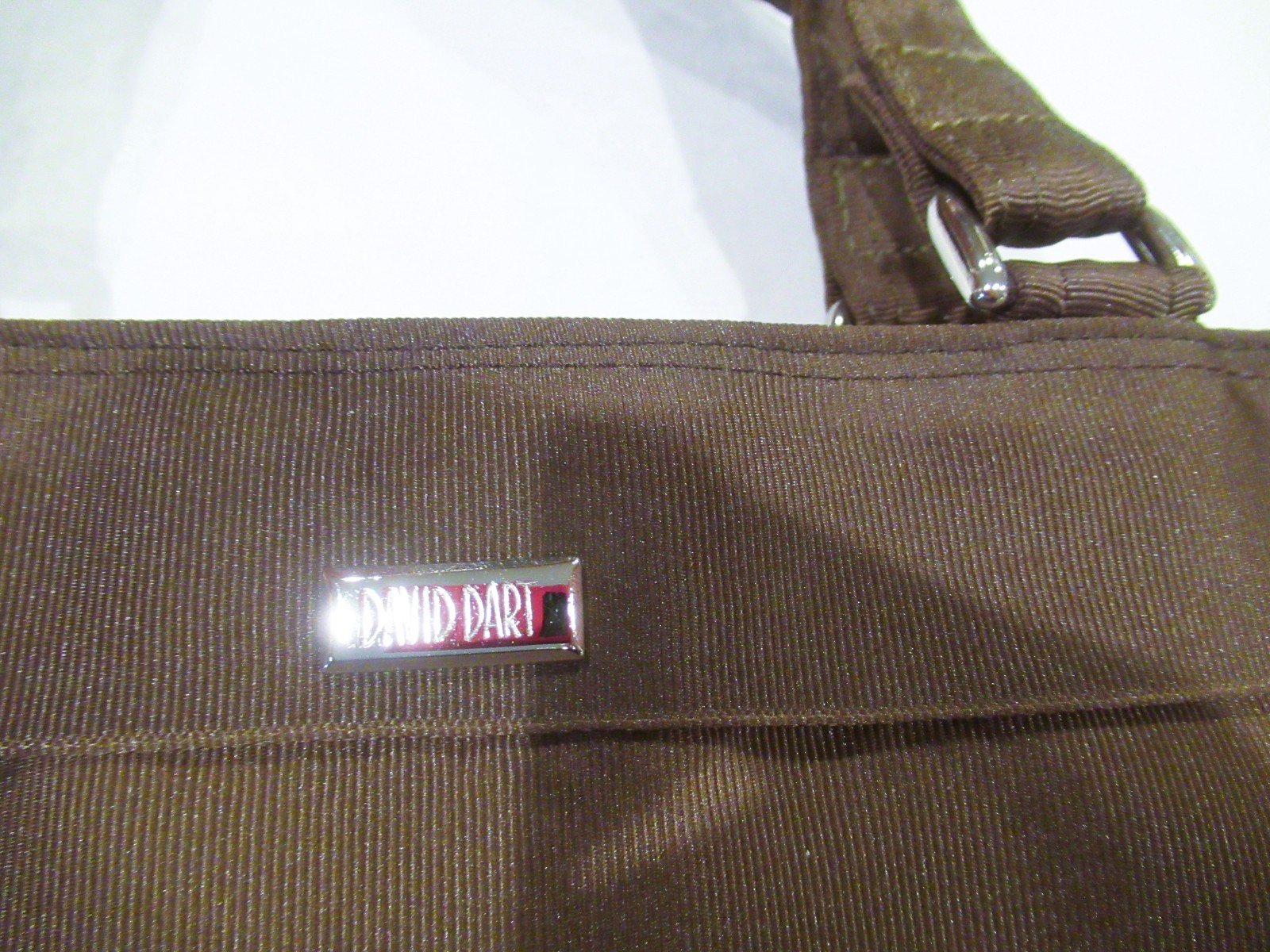 David Dart brown striped nylon purse