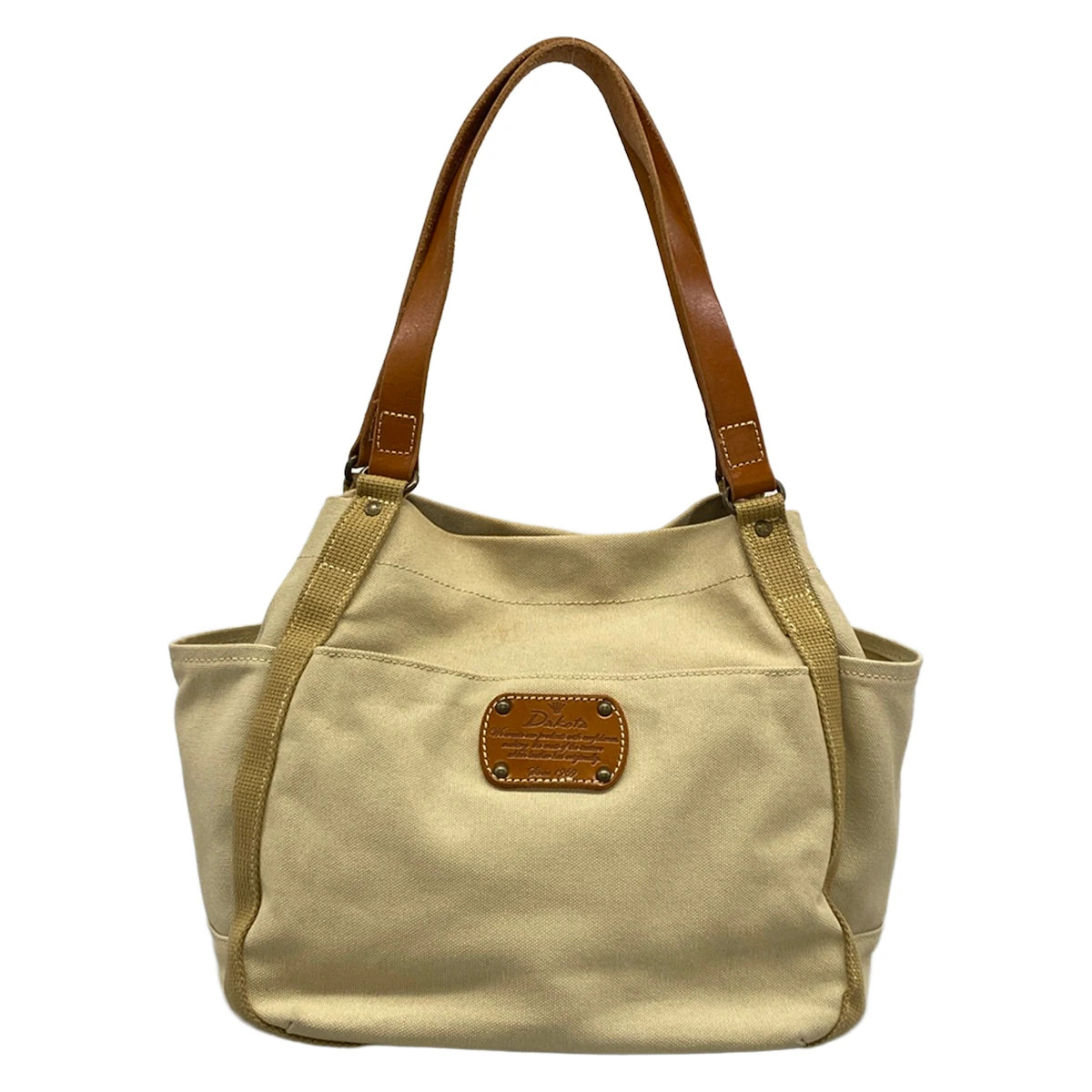 Dakota Gray Beige Gray Khaki Brown Canvas Leather Shoulder Bag