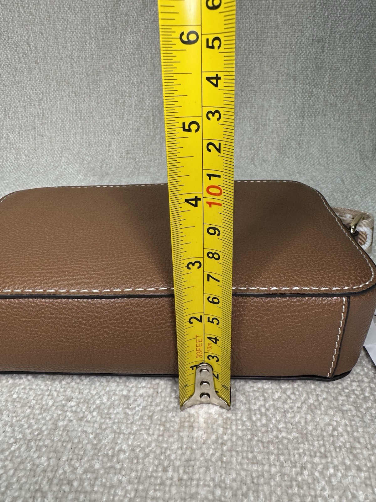 Tommy Hilfiger Women’s Brown Pebbled Faux Leather Camera Crossbody Bag