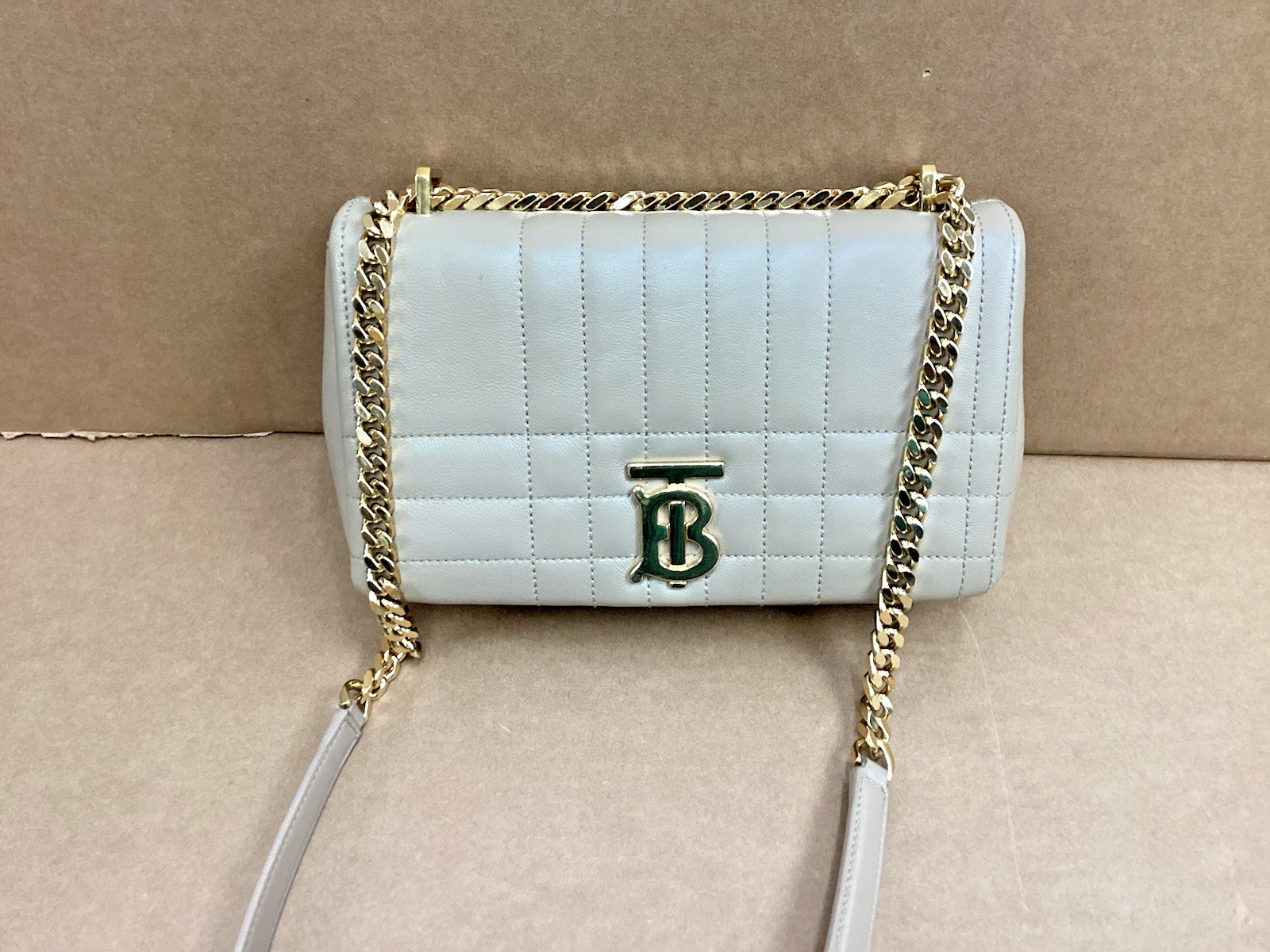 Burberry Small Lola Quilted Leather Shoulder Bag In Oat Beige Leather