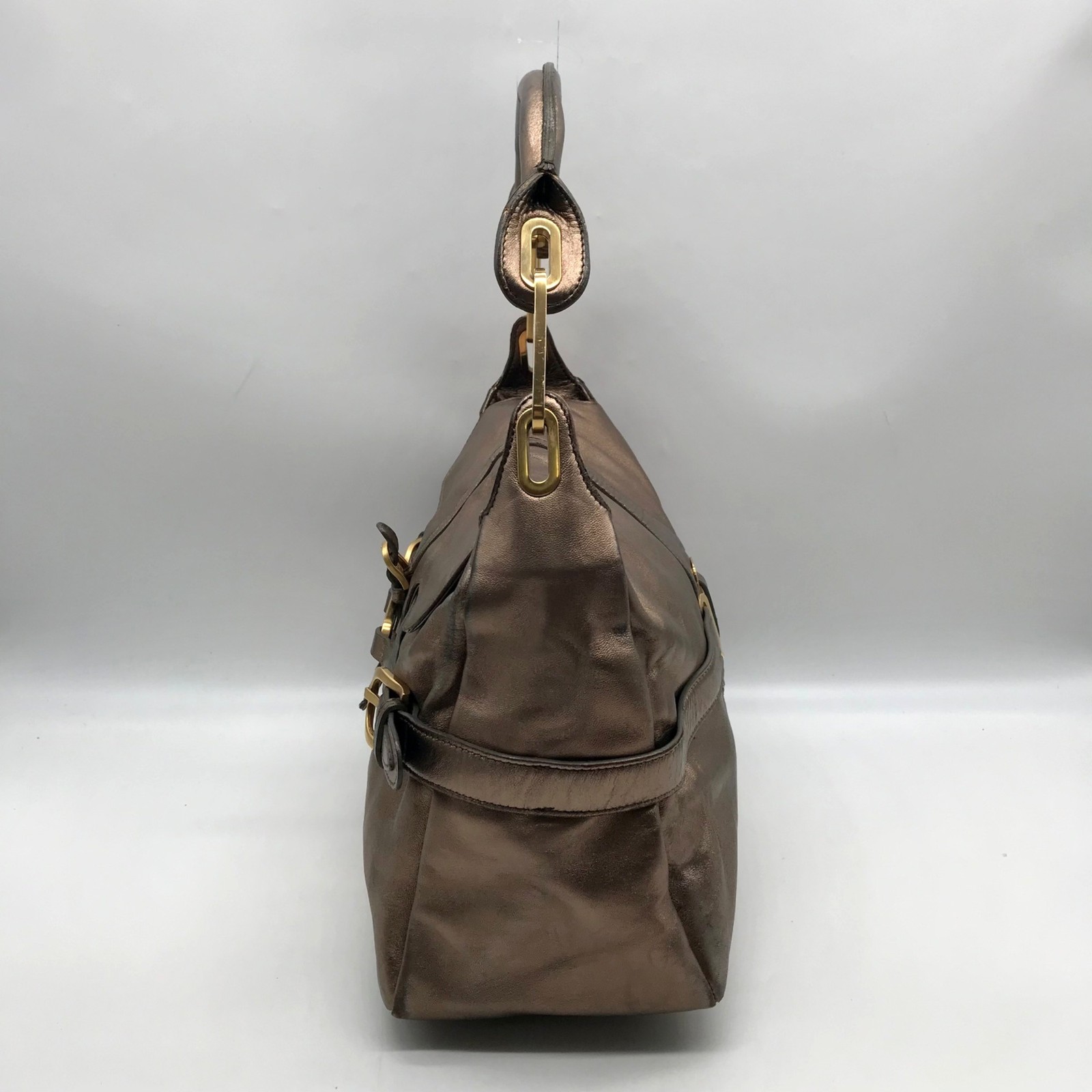 Jimmy Choo Metallic Bronze Leather Tulita Hobo Bag