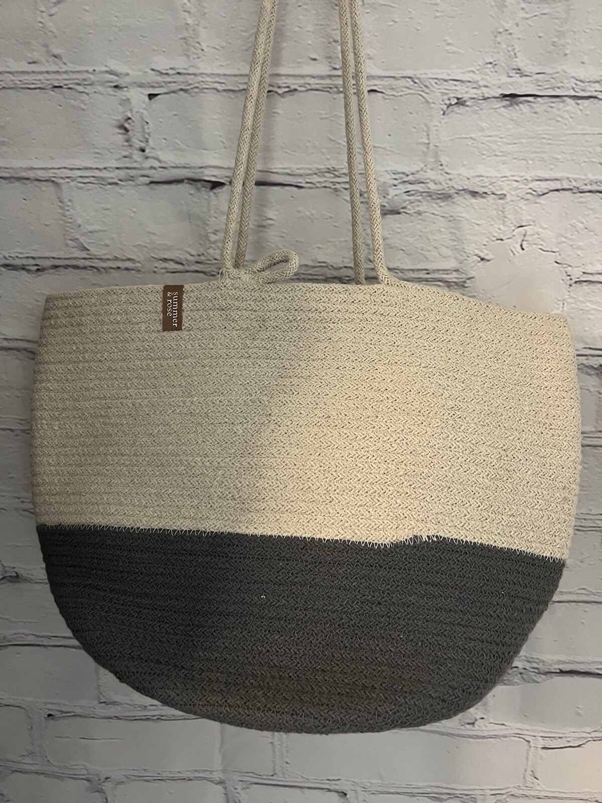 Summer and Rose Cream/Gray EUC Purse Bag Rope