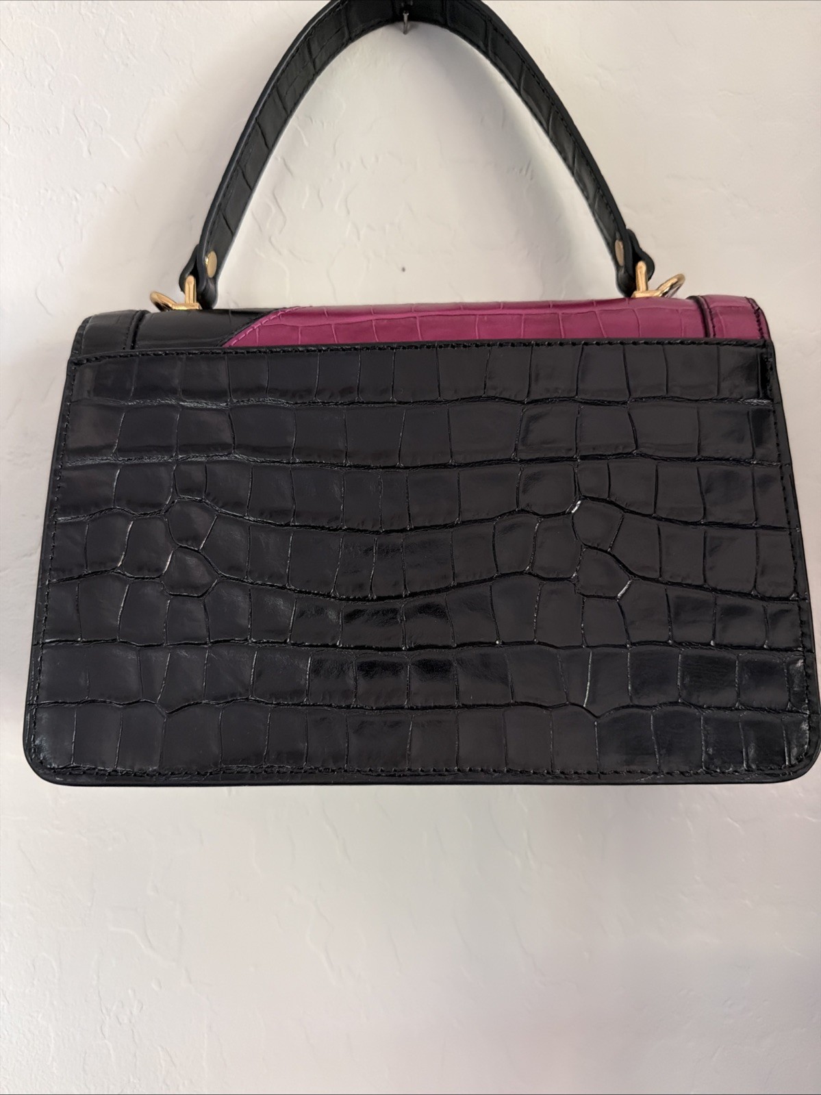 Karl Lagerfeld Paris Leather Colorblock Black Multi Top Handle Crossbody Purse