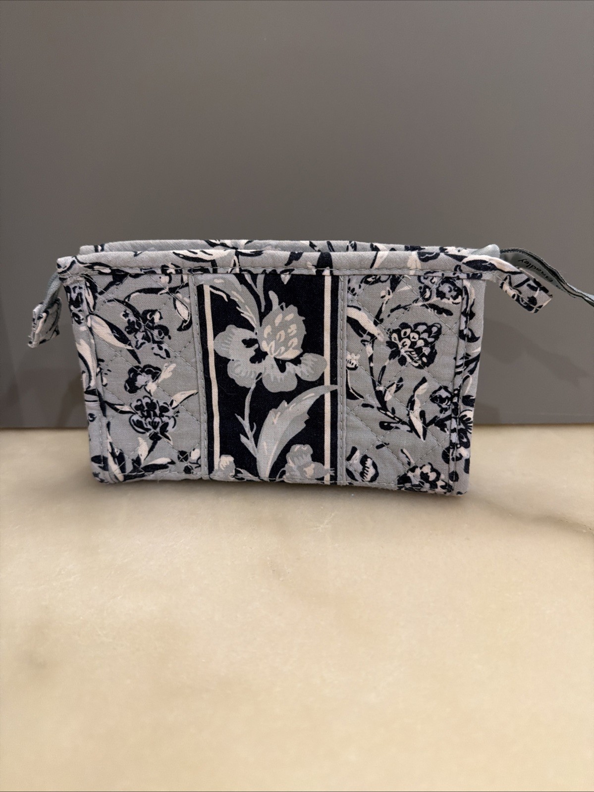 Vera Bradley Retired 2022 Pattern “Perennials Gray” Mini Trapeze Cosmetic Bag